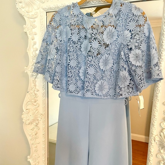 NWT $485 Space Style Concept Azalea Lt Blue Lace Crop Top Detail Dress Jumpsuit - Picture 2 of 6